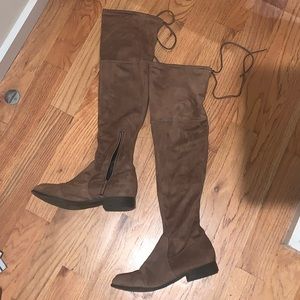 Over the knee suede boots - taupe